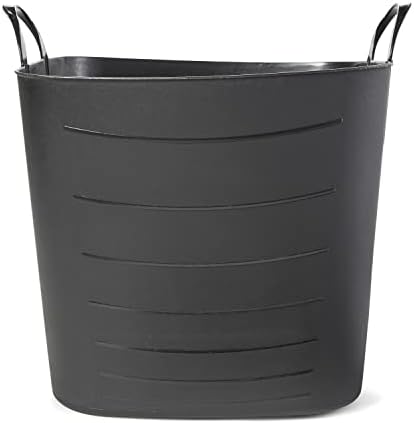 Life Story Basca de banheira flexível 25 litros/6,6 galões Organizador de armazenamento plástico de plástico com alças, preto