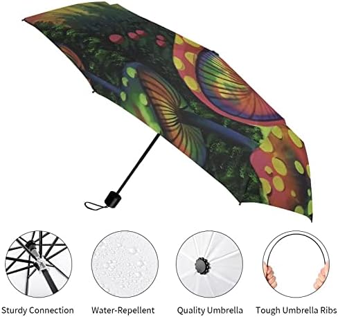 Magic Iridescente Cogumelos Viagem Umbrella Durável Profieda de Vento Guarda Verdem