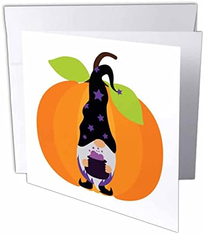3drose halloween gnome wizard poção na abóbora gigante do caldeirão - cartões de felicitações