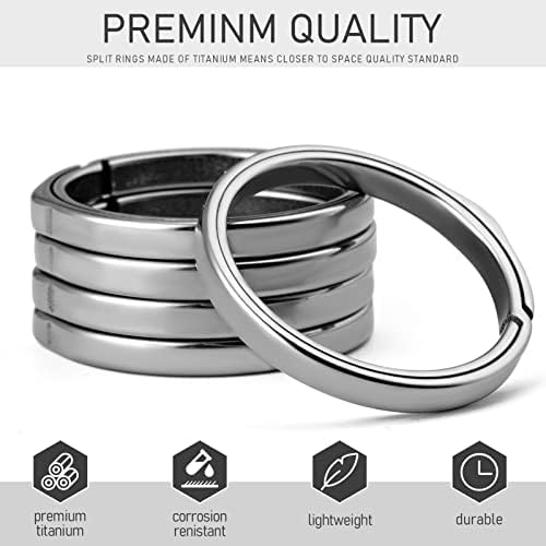 Tisur Titanium Key Rings para chaveiro, anéis de corrente de chave lateral anéis de chaves divididos anéis de chaveiro pesado