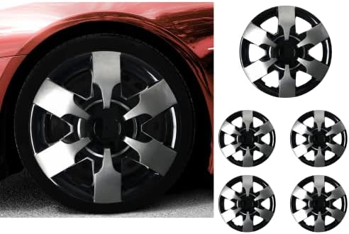 Snap de 16 polegadas no Hubcaps compatíveis com Honda Civic - Conjunto de 4 tampas de aros para rodas de 16 polegadas - preto e cinza
