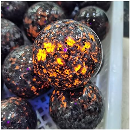 WGPHD Health & Housed Homany Natural Magic Flame's Stone Syenite Clasts contendo sodalita fluorescente sob coleções de pedras de bola mineral ultravioleta