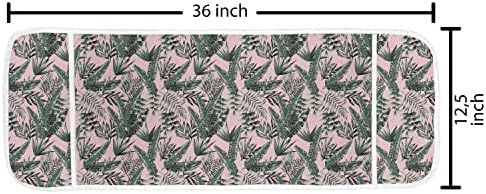 Organizador da máquina de lavar folhagem de Ambesonne, tema tropical folhas de banana exóticas ao longo da sombra em tons verdes em fundo rosa, cobertura de tecido anti-deslizamento para arruelas e secadores, 47 x 18,5, multicolor