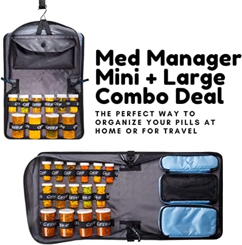 Med Manager Organizador de Medicina grande e fichário médico portátil, mantém garrafas de comprimidos- tamanho padrão e garrafas grandes,