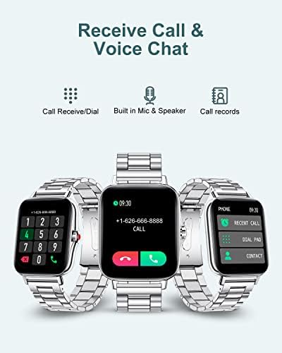 Lige Smart Watch, 1,69 Touch completo Bluetooth SmartWatch para telefones Android e iOS com monitor de sono com frequência cardíaca, IP67 Rastreador de fitness à prova d'água Relógios de prata para homens
