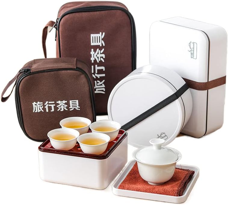 Conjunto de chá de cerâmica chinês Viagem de kung fu por porcelana portátil portátil Teaware Gaiwan Copo Bandejas de bandejas Cerimônia de chá