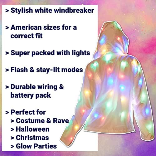 Casa de roupas de fantasia iluminada o casaco flash capuz rave luzes adultas para crianças roupas de família masculino masculino