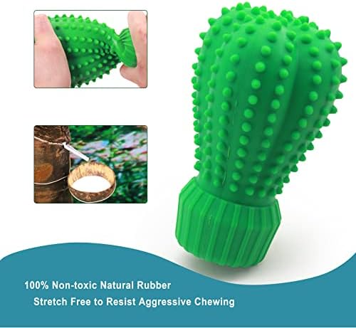 Micamio Squeak Cactus Dog Toy para mastigadores agressivos, brinquedo de cachorro de escova de dentes indestrutível para treinamento