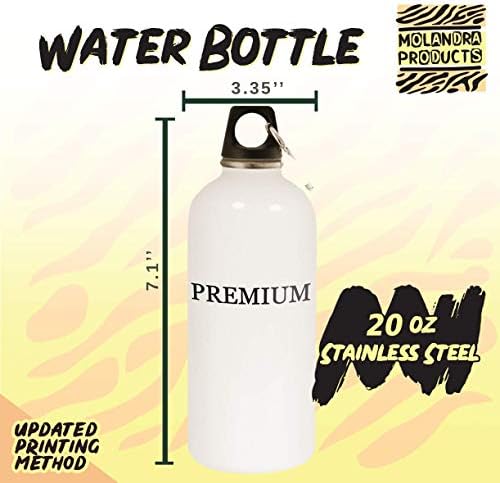 Molandra Products Wellwish - 20oz Hashtag Bottle de água branca de aço inoxidável com moçante, branco