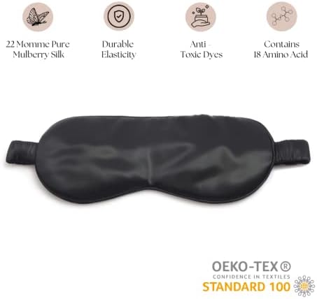 Vénera Silk Mulberry pura 22 máscara de sono de seda 3D Momme - Máscara de dormir de seda 3D confortável com alça de seda - enchimento de seda pura e revestimento interno