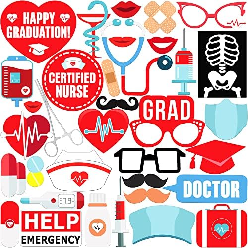 Katchon, enfermeira Booth Props 2023 - pacote de 35 | Decorações de graduação em enfermagem Classe de 2023 | Enfermeira Photo Booth