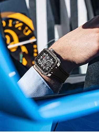 TRDYBSK LUXURY Metal Watch Case+Strap for Apple Watch Band Series 8 7 45mm Pulseira de borracha de aço inoxidável para iwatch