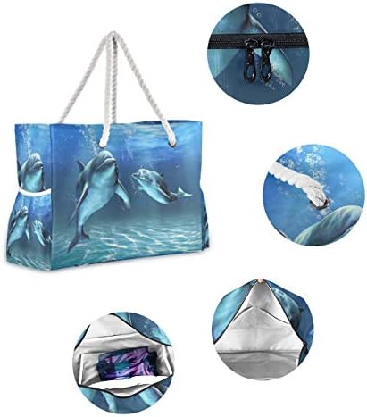 Bolsa de praia de Alaza, duas sacolas de viagem de natação de golfinhos para acampar, exercícios