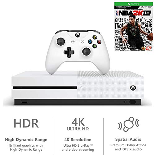 Xbox One S 1TB NBA 2K19 Bundle: Xbox One S 1 TB Console, NBA 2K19 Game, Xbox Live Gold Trial, Xbox Wireless Controller,