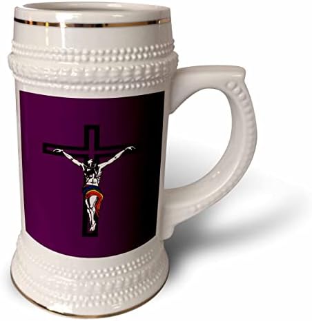 3drose Cristo vestindo arco -íris tardio na cruz estilizada - 22oz de caneca