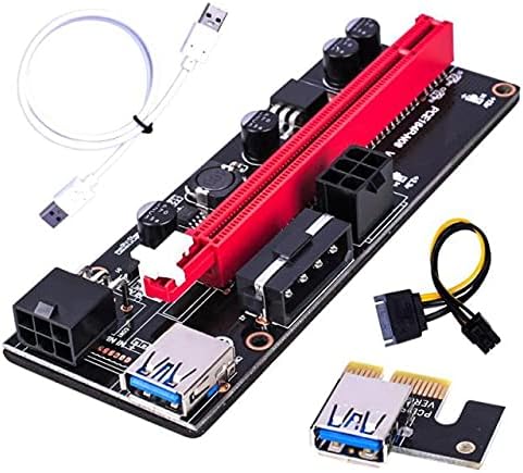 Conectores 6pcs USB ver009 USB 3.0 PCI -E RISER Express 15pin a 6 pinos 1x 4x 8x 16x Adaptador Riser Riser SATA para minerador de mineração de GPU -