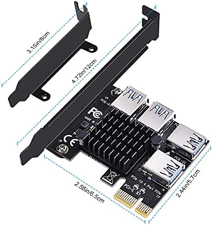 ELUTENG PCIE 1 a 4 PORTS PCI Express 16x Slots Riser Card USB 3.0 PCI-E Placa adaptadora Multiplicadora de porta GPU Extender Miner Riser Cart