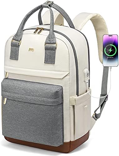 Mochila de laptop JFFD para homens Men, Bolsa de laptop de trabalho de moda com porto USB, bolsa de mochilas unissex slim