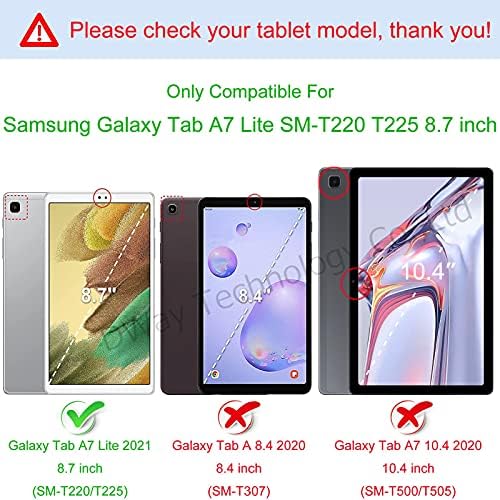 DwayBox para Samsung Galaxy Tab A7 Lite Caso 2021 8,7 polegadas SM -T225/T220, armadura híbrida para serviço pesado 2in1 tpu + pc combo combo dupla camada de proteção à prova de choque Caixa de proteção com kickstand -preto