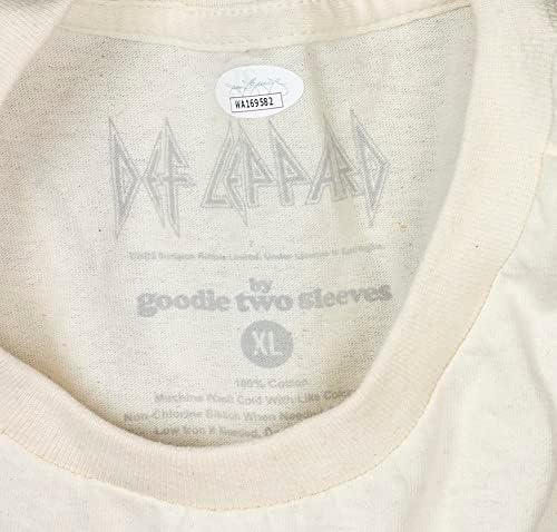 Joe Elliott assinou o Def Leppard 1983 piromania Tour T-Shirt JSA ITP