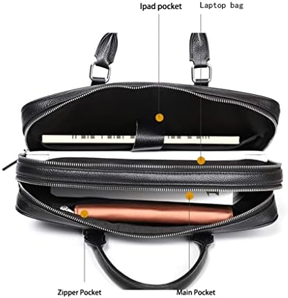 FZZDP Borda de zíper duplo Men Bag Bag genuíno bolsa de ombro de couro genuíno Bolsas de laptop Bolsas de bolsas de grande capacidade
