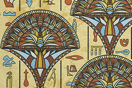Toalha de tapete de ioga com estampa egípcia de Ambesonne, ornamentos tradicionais de ornamentos tradicionais coloridos