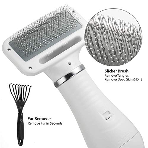 Secador de cabelo para animais de estimação com pincel liso, silencioso, 2 configurações de calor e secador portátil