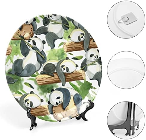 Animal Panda Aquarela Placa decorativa de cerâmica pendurada com exibição Presentes de casamento de aniversário de exibição para