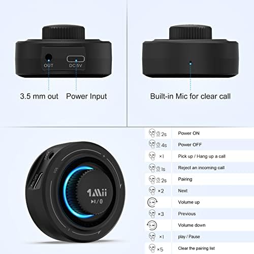 1mii Bluetooth 5.0 ADAPTADOR AUX para carro, adaptador aux de 3,5 mm, receptor transmissor sem fio 2-em-1 para carro estéreo/tv áudio/fones de ouvido/com fio