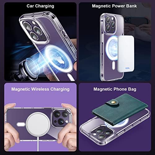 Nuoku projetado para iPhone 14 Pro Max Case MagSafe, Caixa Slim de choque não amarelado, PC rígido de proteção híbrida premium
