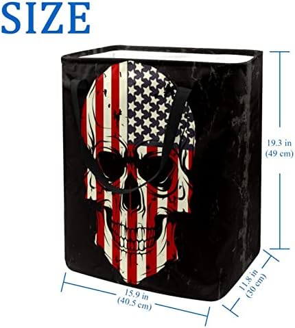 Crânio da bandeira cesto de lavanderia dobrável, cestas de lavanderia à prova d'água de 60l de lavagem de roupas de roupas