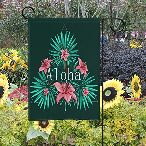 Especialhode Ethel Ernest Family Family Flag Hawaiian Aloha com folhas verdes Poliéster Bandeira de bandeira em casa Decro Garden