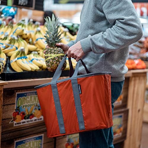 Clevermade Snapbasket Sacos de compras reutilizáveis ​​com fundo reforçado e bolso de armazenamento com zíper, bolsas de utilitário