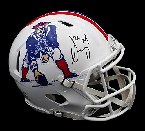 Sony Michel assinou o New England Patriots Speed ​​Speed ​​Helmet NFL White - Capacetes NFL autografados