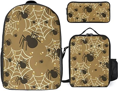 Conjuntos de mochilas da escola de aranhas para estudante de bookbag impresso fofo conjunto com lancheira isolada e caixa de lápis