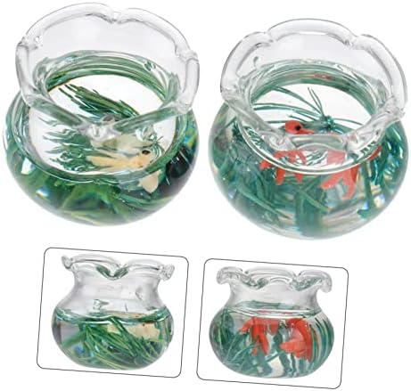 Mini Mini Glass Goldfish Gold Glass Aquarium Bray Toy Artificiales Para 1: 12 Aquário Tank Miniatura Dollhoue Acessórios