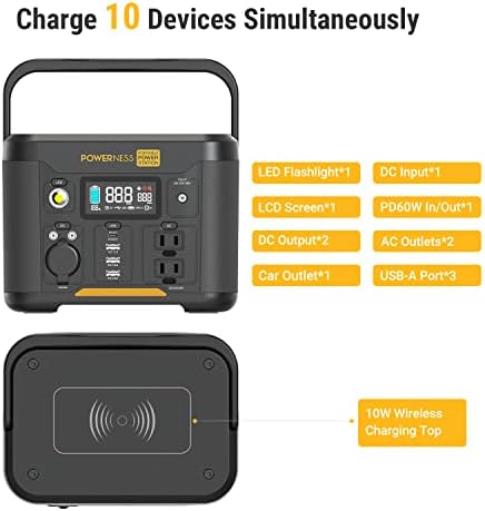 Powerness Solar Generator Hiker U300 Powerting Portable Power com painel solar portátil de 120W para externo, acampamento,