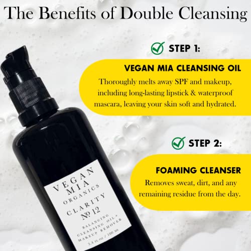VEGAN MIA - Clareza orgânica do USDA Balanceamento de óleo de limpeza e removedor de maquiagem, limpador de óleo para
