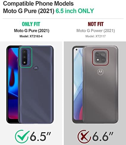 Case da série Poética Guardião Projetada para Motorola Moto G Pure 6,5 polegadas, Tampa de para-choque híbrida à prova de choque híbrida com protetor de tela embutido, preto