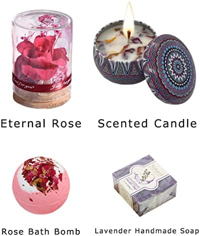 Fique bem logo Presentes para mulheres pacote de cuidados para mulheres com eterno rosa de rosa artesanal vela perfumada