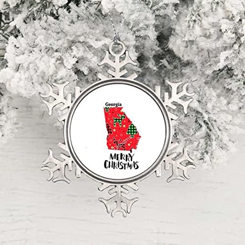 Floco de neve da Carolina do Norte, Feliz Ornamentos de Ouro do Natal Incluído Ornamento de Xmas de Natal com uma caixa de presente feita nos EUA