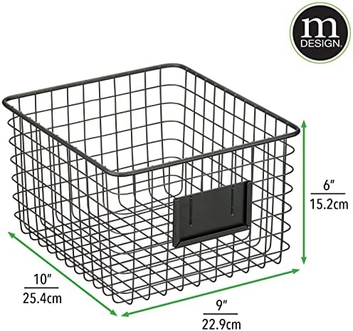 Mdesign Small Metal Wire Storage Organizer Bin Bin Cestos com slot para despensa e prateleiras de cozinha - Holder de organização