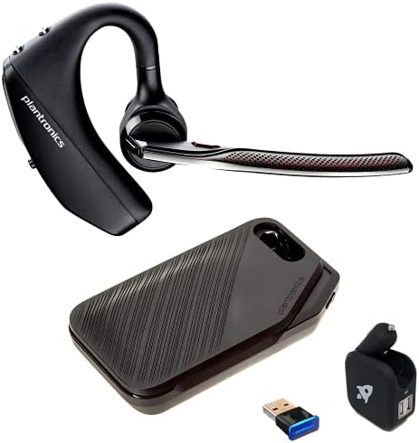 Plantronics Voyager 5200 UC Bluetooth Headset pacote - Para smartphones, PC, Mac usando software ou aplicativo RingCentral, Global Teck com Carregador de Parede 206110-101