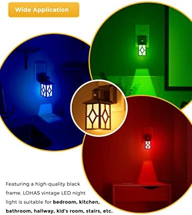 Lohas Night Lights Conecte-se à parede, 2 pacote alterando a luz noturna, RGB LED Nightlight, Mudança de 8 cores, Dusk para Dawn Sensor, decoração para casa para quarto de bebê, corredor