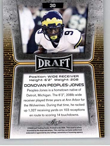 2020 Draft de folhas #30 Donovan Peoplesrc - Jones RC - Michigan Wolverines NM -MT NFL CART
