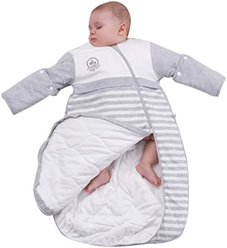 Cyuuro Baby Saco de dormir Mangas de crianças destacáveis ​​para crianças vestíveis para crianças para o clima frio outono, azul 66-77 ℉