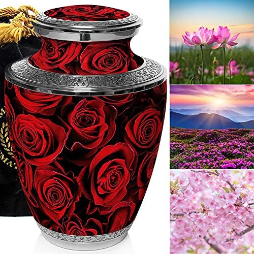 Crimson Rose Urns for Human Ashes Feminino adulto grande, XL ou pequenas urnas para cinzas humanas e urnas para cinzas fêmeas adultas para casa ou enterro - rosa urna