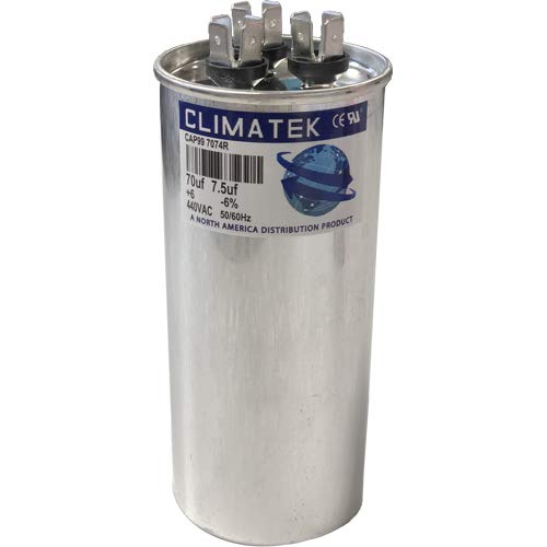 Capacitor redondo de Climatek - se encaixa em Marte 12166 | 70/7.5 UF MFD 370/440 VOLT VAC