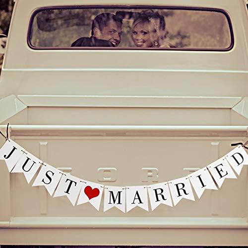 Vintage acabou de casar Banner Wedding Bunting Photo Booth Props Sinais