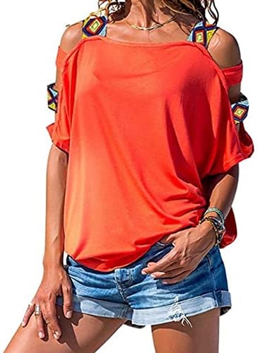 Tops de ombros frios femininos casuais - mulheres de verão t camisetas de túnica de manga curta túnis frios ombros 2022